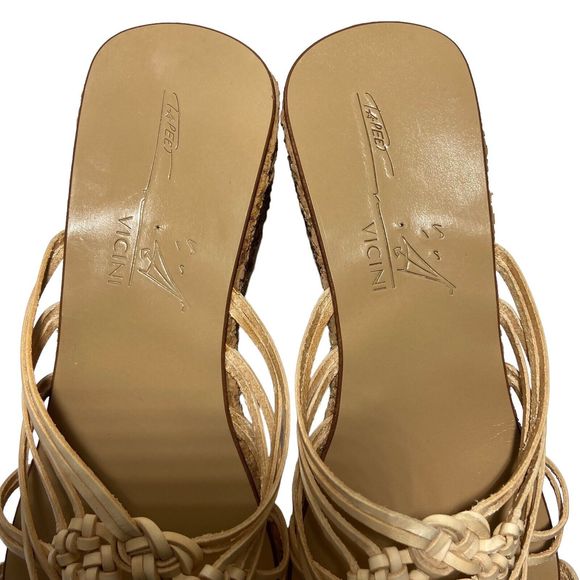 Vicini Tapeet Natural Cork Wedge US 7 EU 37.5 Beige Platform Made in Italy NEW - Picture 12 of 16